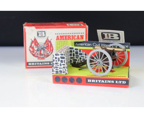Boxed Britains 9726 American Civil War Field Piece diecast &amp; plastic model, with ammunition &amp; internal cardboard disp