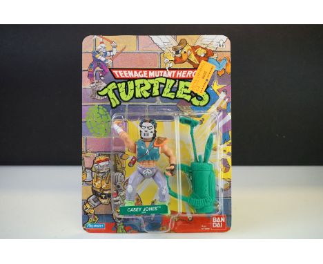 Teenage Mutant Hero Turtles - Original carded Playmates Bandai TNMT Casey Jones figure, unpunched, 20 back, UK 'Hero' version