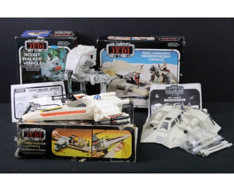 Star Wars - Three original boxed Star Wars vehicles to include 1 x Palitoy Scout Walker (missing canopy gun) with used sticke
