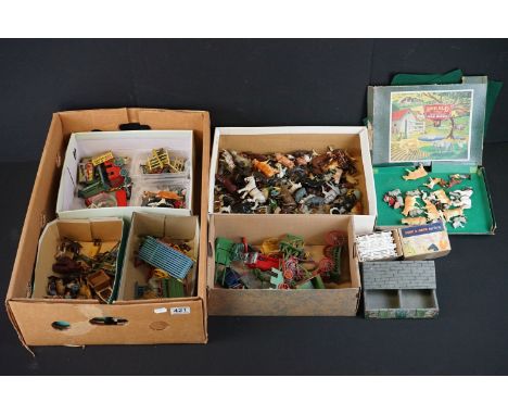Collection of around 150 mid 20th C metal figures, accessories &amp; models, mostly farming related Britains examples, featur