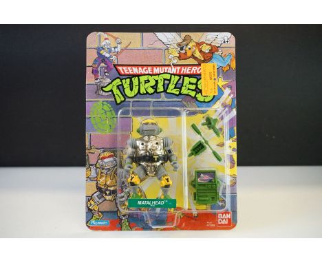 Teenage Mutant Hero Turtles - Original carded Playmates Bandai TNMT Metalhead figure with Matalhead misprint, unpunched, 20 b