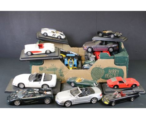 20 1/18-24 scale diecast models featuring Hot Wheels, Burago, UT Models, etc, to include UT Models 1/18 McLaren F, Maisto Cor