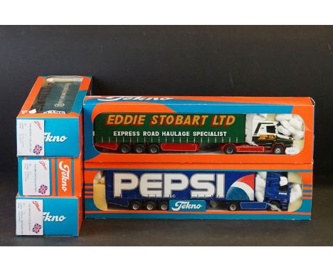 Five boxed Tekno 'The British Collection' 1/50 scale diecast models to include 2x Eddie Stobart (74 &amp; 89), 67 - Tango, 68