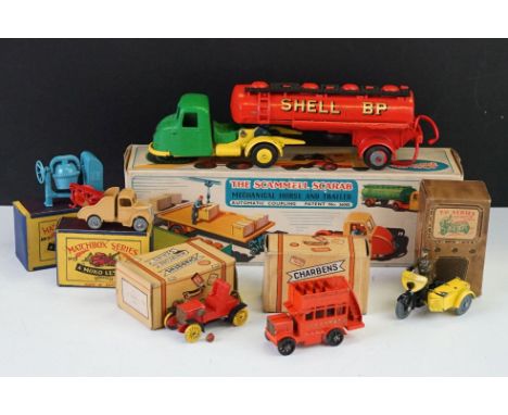 Six boxed diecast models to include Crescent No 1276 Scammel Scarab with Shell BP Tanker, 2 x Matchbox (3 &amp; 13), Benbros 