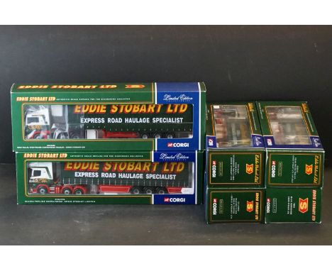 Six boxed Corgi Limited Edition Collectables 1:50 Eddie Stobart diecast models to include 75804 MAN Curtainside, CC12901 Scan