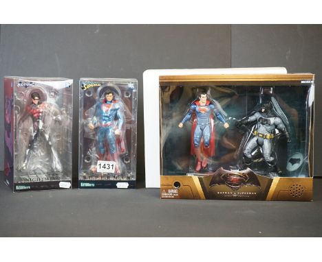 Two boxed Kotobukiya 1/10 DC figures to include Nightwing &amp; Superman along with a Mattel DC Batman V Superman 2 figure se