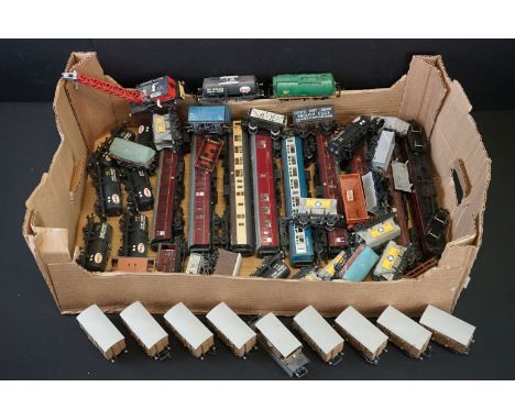 Around 50 OO gauge items of rolling stock to include Mainline, Dapol, kit built, Hornby etc featuring coaches, wagons, and ta