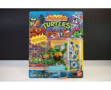 Teenage Mutant Hero Turtles - Original carded Playmates Bandai TNMT Wacky Action Breakfightin' Raphael figure, unpunched, UK 