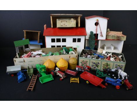 Collection of farming related plastic figures (featuring Britains), together with a small quantity of mid 20th C farming rela