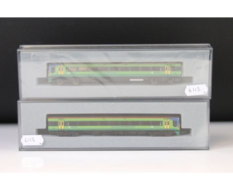 Cased Graham Farish by Bachmann N gauge 371550A 158 2 Car DMU Central Trains two car set 