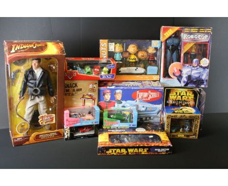 12 Boxed TV Related diecast, figures &amp; collectibles to include Vivid Imaginations Captain Scarlet S.P.V, Wow Stuff Wallac