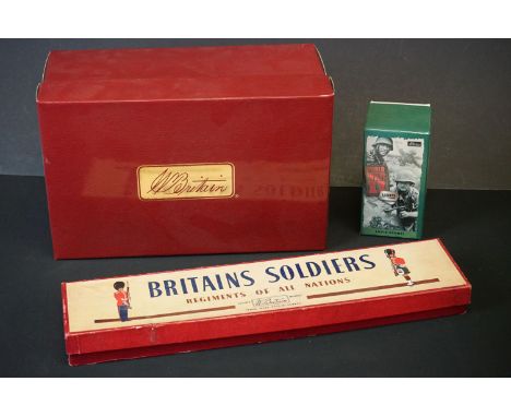 Boxed Britains World War II British 25PD Field Piece With Crew metal figure set, no. 17587, plus a boxed Britains World War I