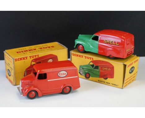 Two boxed Dinky diecast models to include 450 Trojan 15 CWT Van ESSO (box with loose end flap taped) and 470 Austin Van Shell