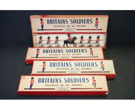 Four boxed Britains ' Regiments Of All Nations ' metal figure sets to include No. 36 The Royal Sussex Regt. with mounted offi