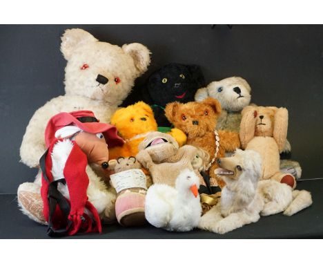 Twelve Mixed Soft Toys including Teddy Bears, Eden The Tailor and Cutter, Wurzel Gummidge, Zippy Hand Puppet, etc 