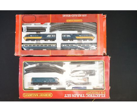 Two boxed Hornby OO gauge electric train sets to include R785 BR Freight and R541 Inter City 125, both with locomotives and r