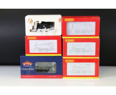 Five boxed OO gauge locomotives to include 4 x Hornby (R2597, R2877, R2783 &amp; R3213) and Bachmann 32130 Class 45XX Prairie