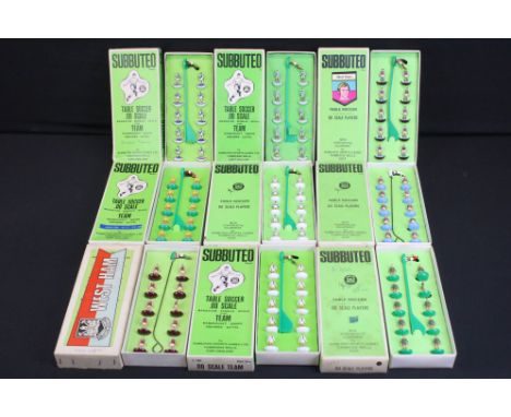 Subbuteo - Nine Boxed HW teams to include 2 x West Ham, Norwich, Bristol Rovers, Coventry City, Crystal Palace, QPR, etc, con