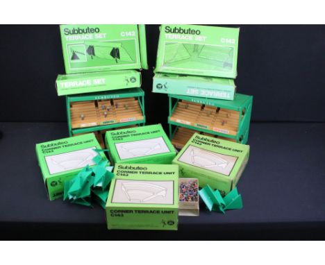 Subbuteo - Eight boxed stadium accessories to include 4 x CV142 Terrace Set and 4 x C143 Corner Terrace Set plus 2 x Grandsta
