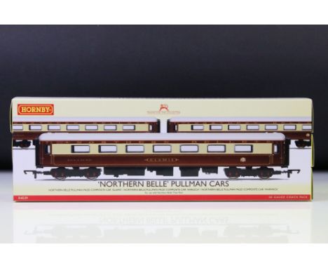 Boxed Hornby OO gauge R4539 Northern Belle Pullman Cars Coach Pack, complete and excellent 