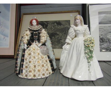 A Royal Worcester Queen Elizabeth I figure together with a Coalport Diana figure (2)