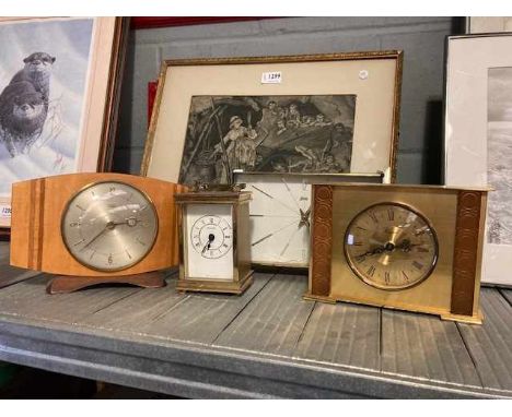 Four timepieces including 1960's Metamec and carriage clock