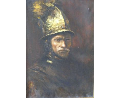 Unsigned Oil on Canvas, Portrait of a Knight,  approx 16" x 12".