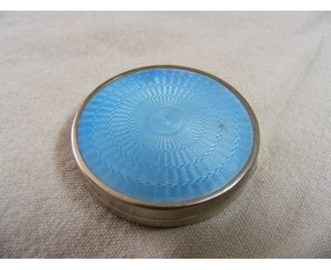 A fine quality miniature Powder Compact, the lid  inset with guilloche enamel, with engine-turned  decoration to reverse, app