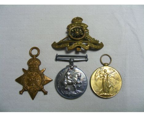 The WWI 1914 Star Group of three Medals  (comprising 1914 Star, BWM and Victory Medal)  named to 19655 CPL R WILLETT RA (the 