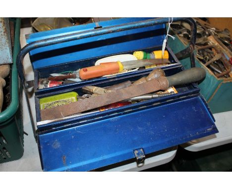 Cantilever toolbox with a collection of tools