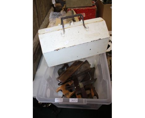 White painted metal toolbox and contents, together with a quantity of hand tools (qty)