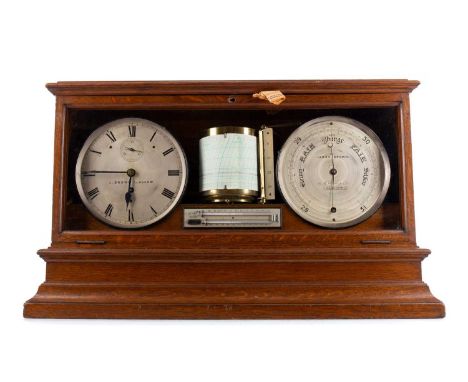 LATE VICTORIAN WEATHER STATION,by James Brown, 76 St. Vincent Street, Glasgow, with silvered dials comprising a clock set wit