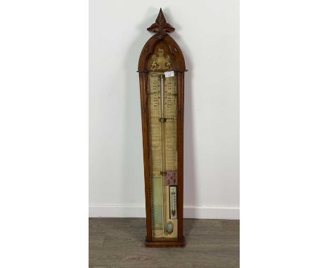 WALNUT ADMIRAL FITZROY BAROMETER,late 19th/early 20th century, by T. Littlewood &amp; Co. of Glasgow, with fleur-de-lis crest