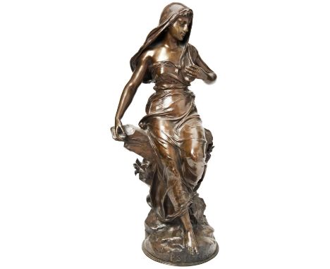 AFTER EUGÈNE MARIOTON PHSYCHE a large figural patinated bronze, signed 'Eug. Marioton', and entitled 'Phsyche' in the mould; 