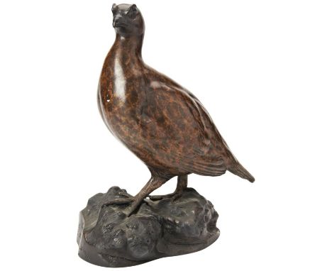 ALAN GLASBY GROUSE a contemporary life-size patinated bronze figure, numbered 9/20 32 cm high 