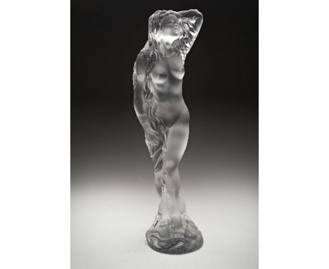 A MODERN LALIQUE FIGURINE OF A NUDE WOMAN WITH FROSTED BODY engraved 'Lalique (R) France' 950/999 45 cm high 