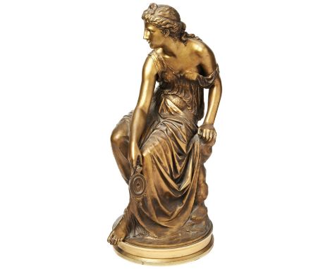 HENRY ETIENNE DUMAIGE CLIO a large classical style bronze 64 cm high
