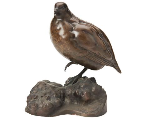 ALAN GLASBY PARTRIDGE a contemporary life-size patinated bronze figure, numbered&nbsp; 11/48 25 cm high 