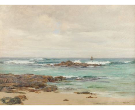 Duncan MacGregor Whyte (Scottish 1866-1953), gilt framed oil on canvas, signed lower right, "Seascape" 44 cm x 59 cm 
