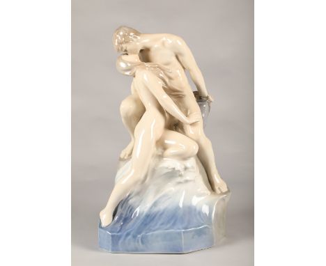 Royal Copenhagen 'Prometheus and Sea Nymph' modelled by Theodor Lundberg, model number 1132, 47cm high Condition Report: Good
