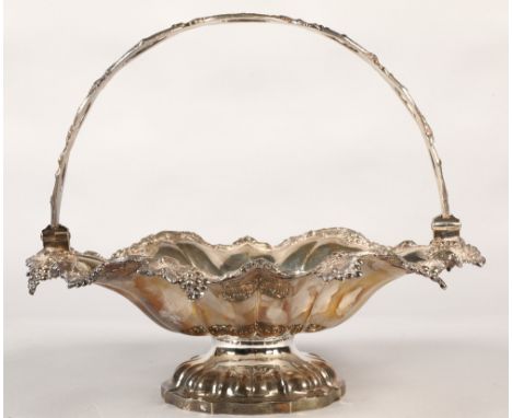 William IV silver cake basket with ornate grape vine edge, assay marked London 1834 , 32cm diameter, 1110 gramsCondition Repo