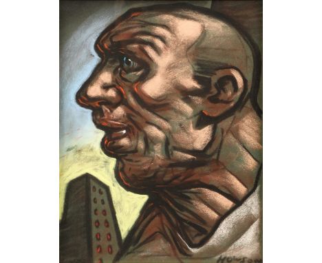 Peter Howson OBE (Scottish born 1958) ARR Framed pastel on paper, signed "untitled head profile" 28 cm x 22 cm 