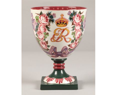 Wemyss Queen Elizabeth The Queen Mother Centenary Goblet (1880-1980) by Royal Doulton, with certificate in presentation box, 