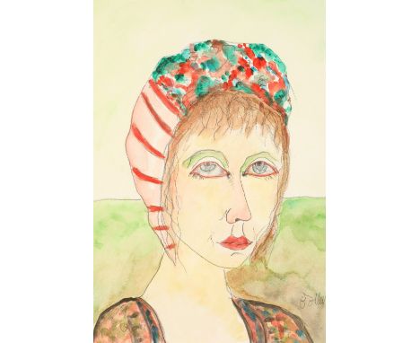 John Bellany CBE RA HRSA (Scottish 1942-2013) ARR, framed mixed media, "Fish wife", 39cm x 29cm. 