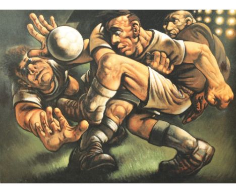 Peter Howson&nbsp;OBE (Scottish born 1958) ARR, Framed , signed print, " The Glorious Game" , Gallery of Modern Aryt, Glasgow