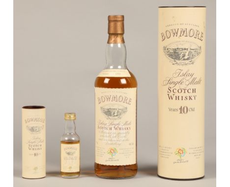 Bowmore Islay Single malt scotch whisky, Glasgow Garden festival, 40 % , 75cl &amp; cardboard tube, with miniature bottle. 