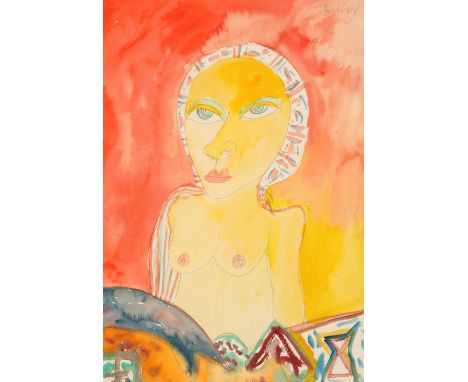 John Bellany CBE RA HRSA (Scottish 1942-2013) ARR,framed mixed media, signed top right "Portrait" 36cm x 27cm. 
