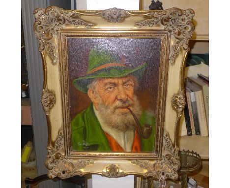 Gottfried Van Pelt (1873 - 1926) oil on canvas portrait of a fisherman signed lower left in heavy gilt frame 40cm x 30cm 