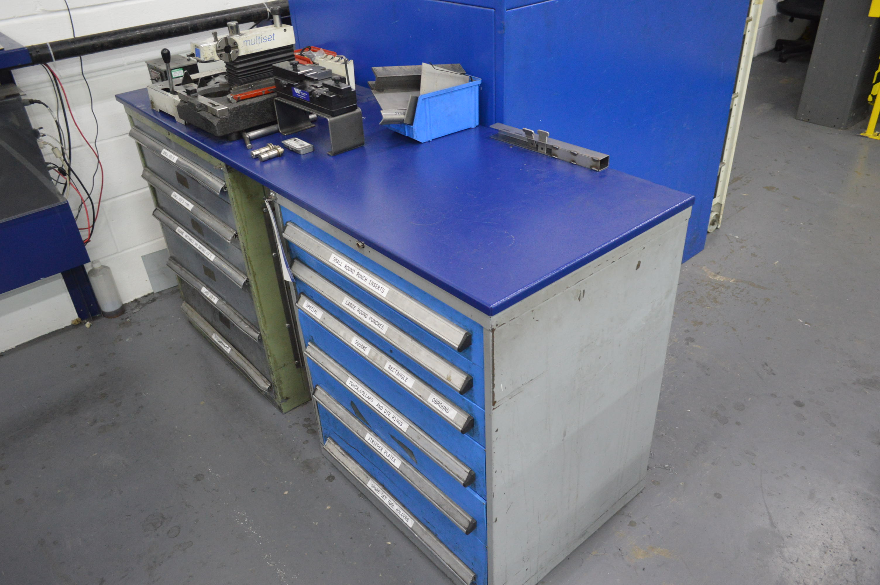 ASSORTED PUNCH PRESS TOOLING, in three multidrawer steel