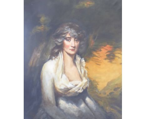 After Sir Henry Raeburn, -Mrs H.W.Lauzun-, late 19th century portrait, oil on canvas, within gilt frame, H.77cm W.62cmNote: T